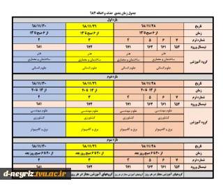 جدول  زمان بندی جذف و اضافه